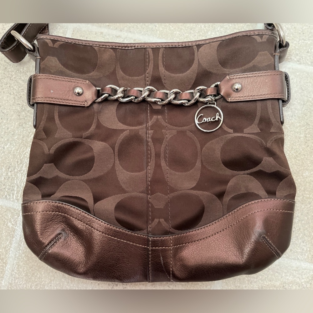 Coach Handbag Brown Signature Logo